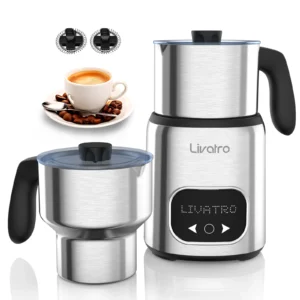 Electric Milk Frother, 14-in-1 Milk Frother and Steamer, Dual Cups (20.3oz & 13.5oz)